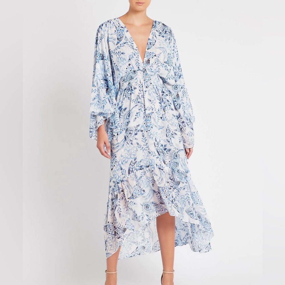Misa La | Shadi High Low Dress In Peacock